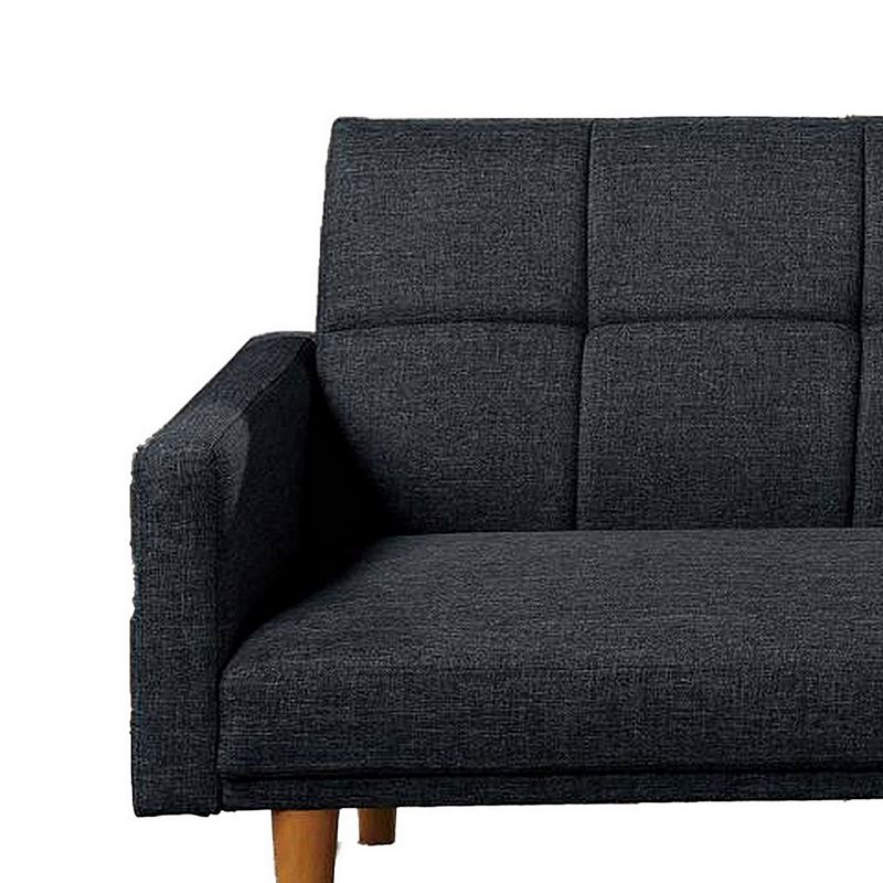 Fabric Adjustable Sofa with Square Tufted Back， Dark Gray