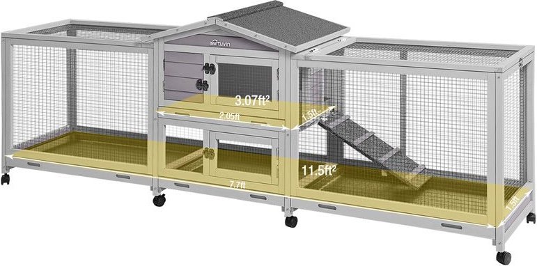 Aivituvin-AIR65 Indoor House Easy Moving Large Bunny Rabbit Hutch， Gray