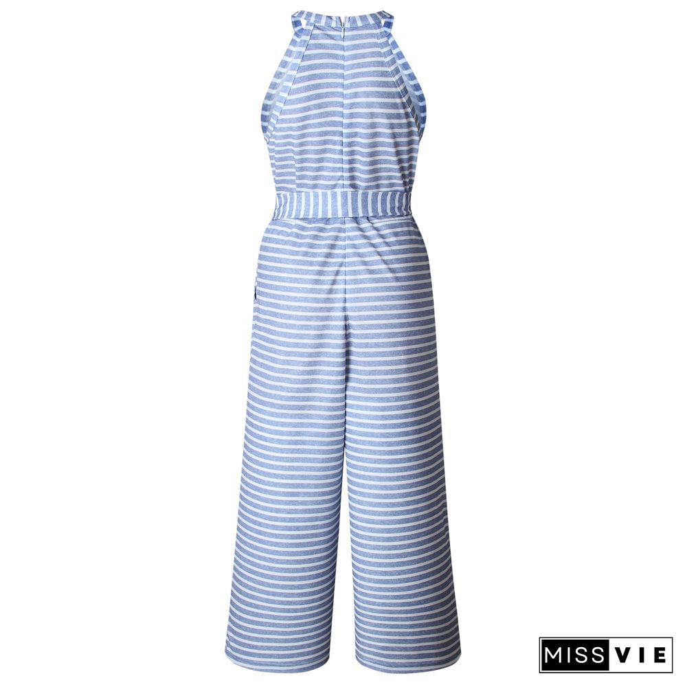 Striped Vacation Casual Jumpsuit