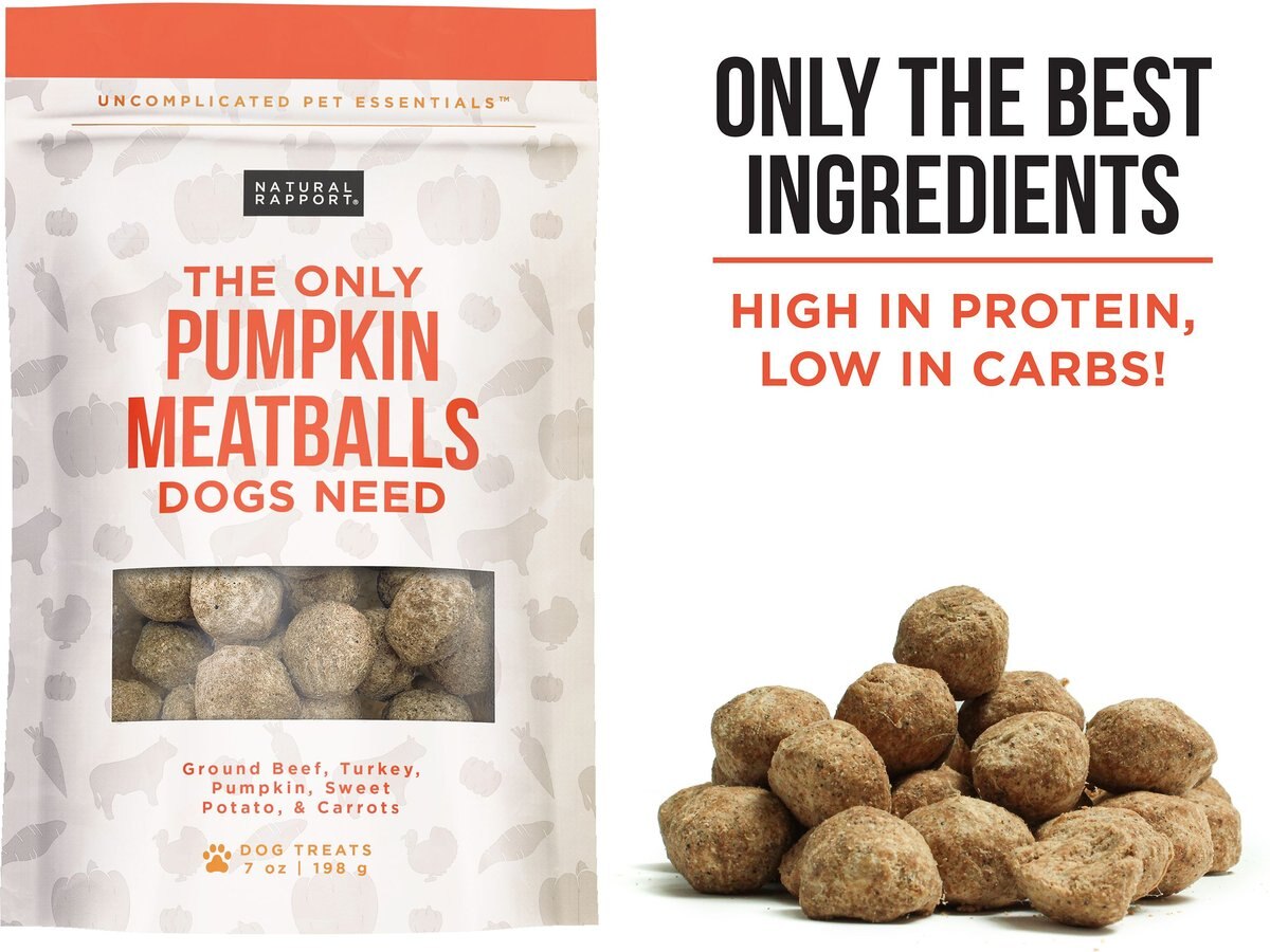 Natural Rapport The Only Pumpkin Meatballs Dog Freeze Treats， 7-oz bag