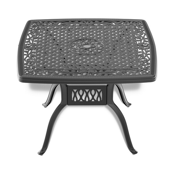 39.37 in. Black Square Cast Aluminum Outdoor Dining Table