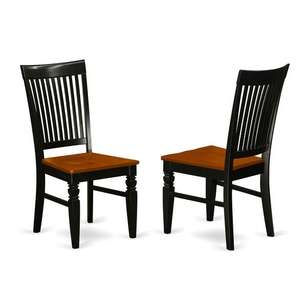 East West Furniture - Set of 2 Dining Room Chairs - Wooden Seat and Slatted Back - (Finish Option )