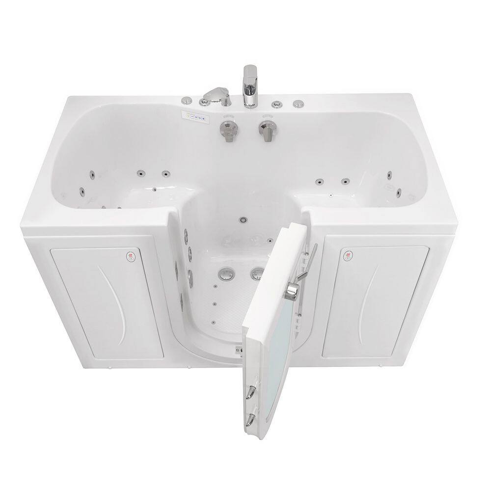 Ella Tub4Two 60 in. Walk-In Whirlpool Air Bath MicroBubble Bathtub in White LH Outward Door Heated Seat 2 in. Dual Drain O2SA3260DMH-HB-L