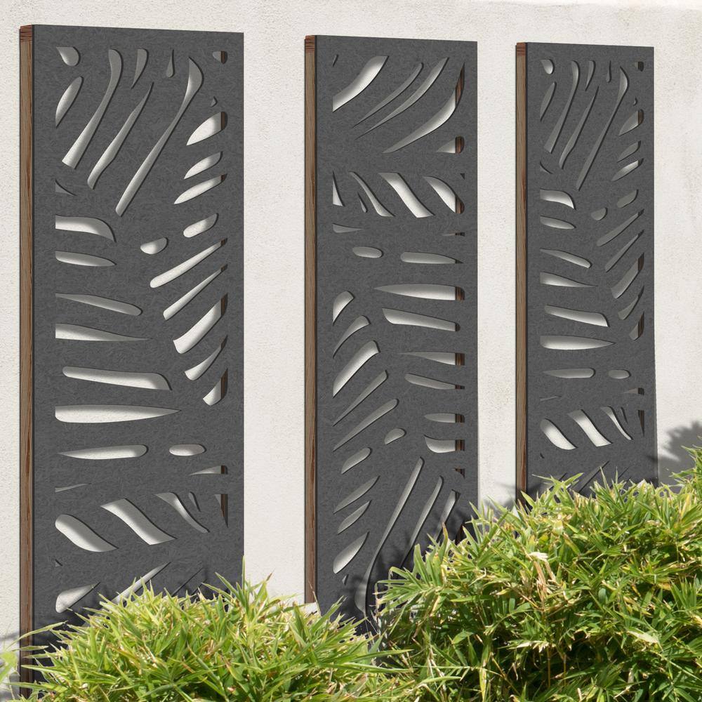 OUTDECO 70 in. x 23.75 in. Kona Hardwood Composite Decorative Wall Decor and Privacy Panel Black USADLT6-BL