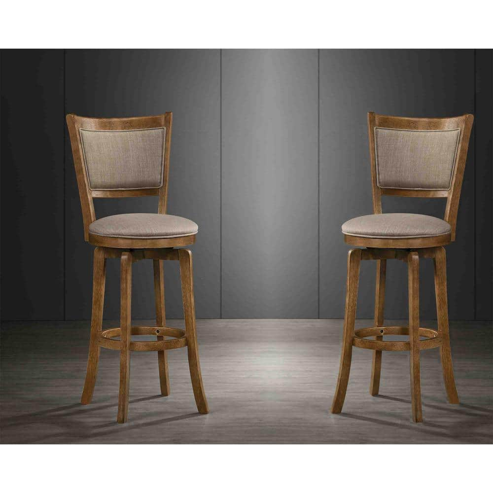 Maria Bar 29 in. Natural Oak Stools (Set of 2) MARIANO29