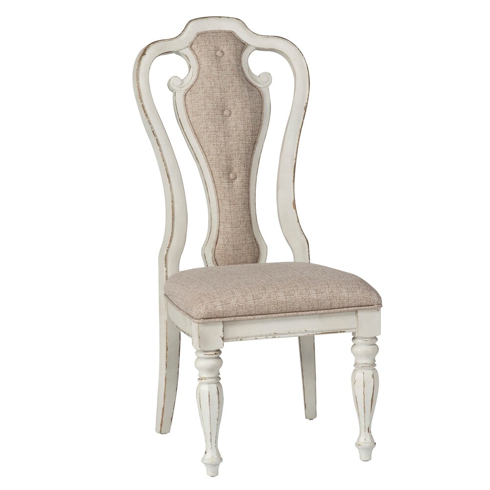 Magnolia Manor Antique White Opt 5 Piece Pedestal Table Set