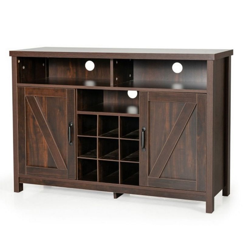 Rustic Espresso Detachable 9 Bottle Wine Rack Kitchen Buffet Storage Cabinet