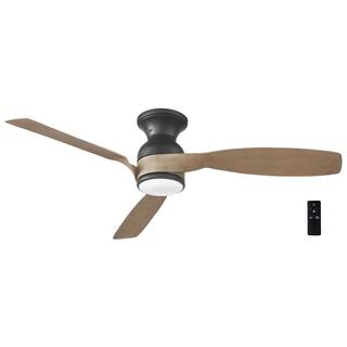 Hampton Bay Halwin 52 in. Integrated CCT LED IndoorOutdoor Matte Black Ceiling Fan with Light and Remote Control AK396H-MBK