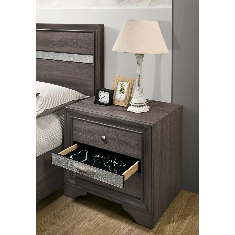 Relo Contemporary Solid Wood 3 Drawer Nightstand by Furniture of America