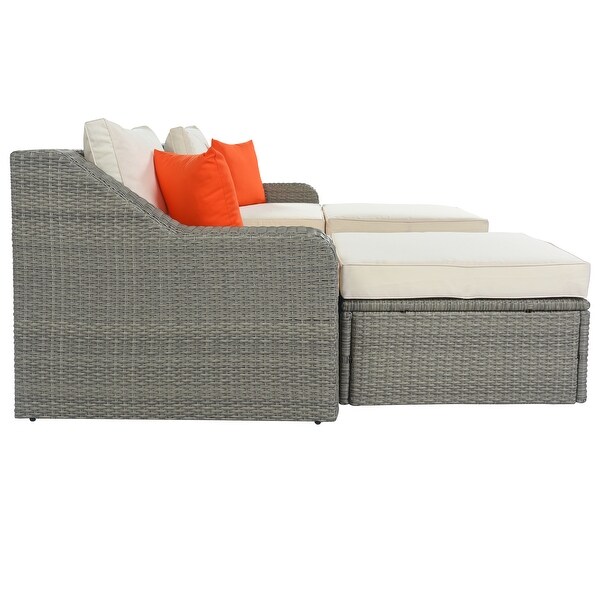 3-Piece Patio Wicker Sofa - Overstock - 35936950