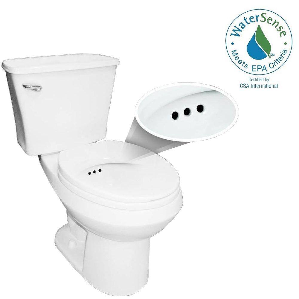 Penguin Toilets 2-piece 1.28 GPF Single Flush Round Toilet with Patented Overflow Protection Technology in White with Seat 509