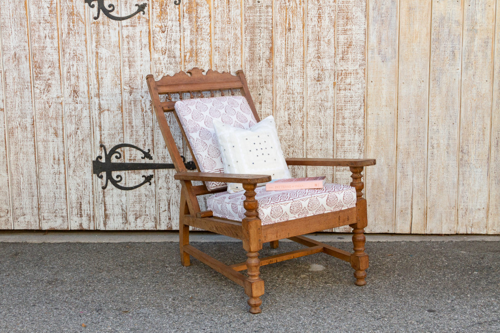 Antique Block Printed Teak Plantation Chair   Traditional   Armchairs And Accent Chairs   by De cor  Houzz