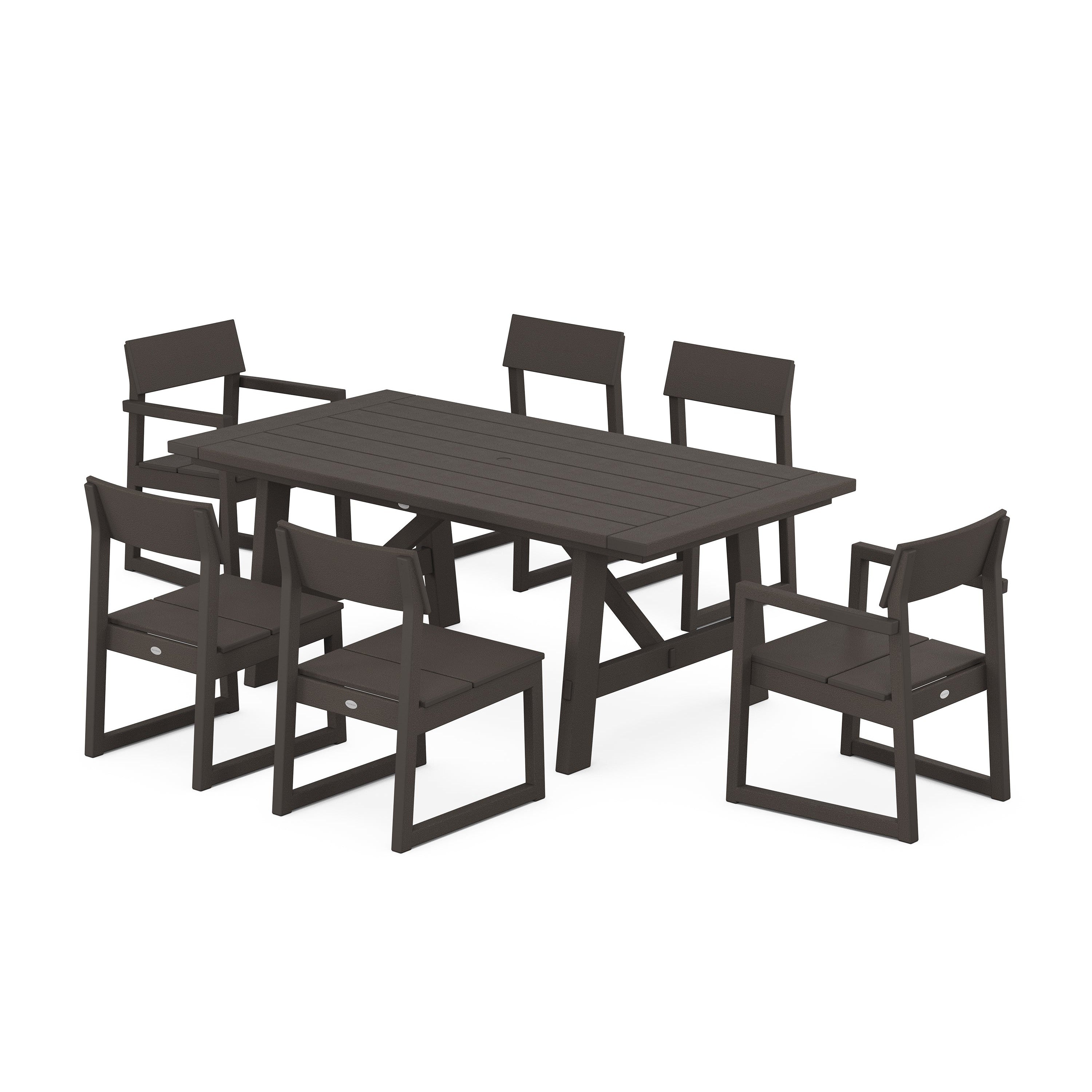 Polywood EDGE 7-Piece 78 Outdoor Dining Set Shown in Vintage Coffee - other colors available