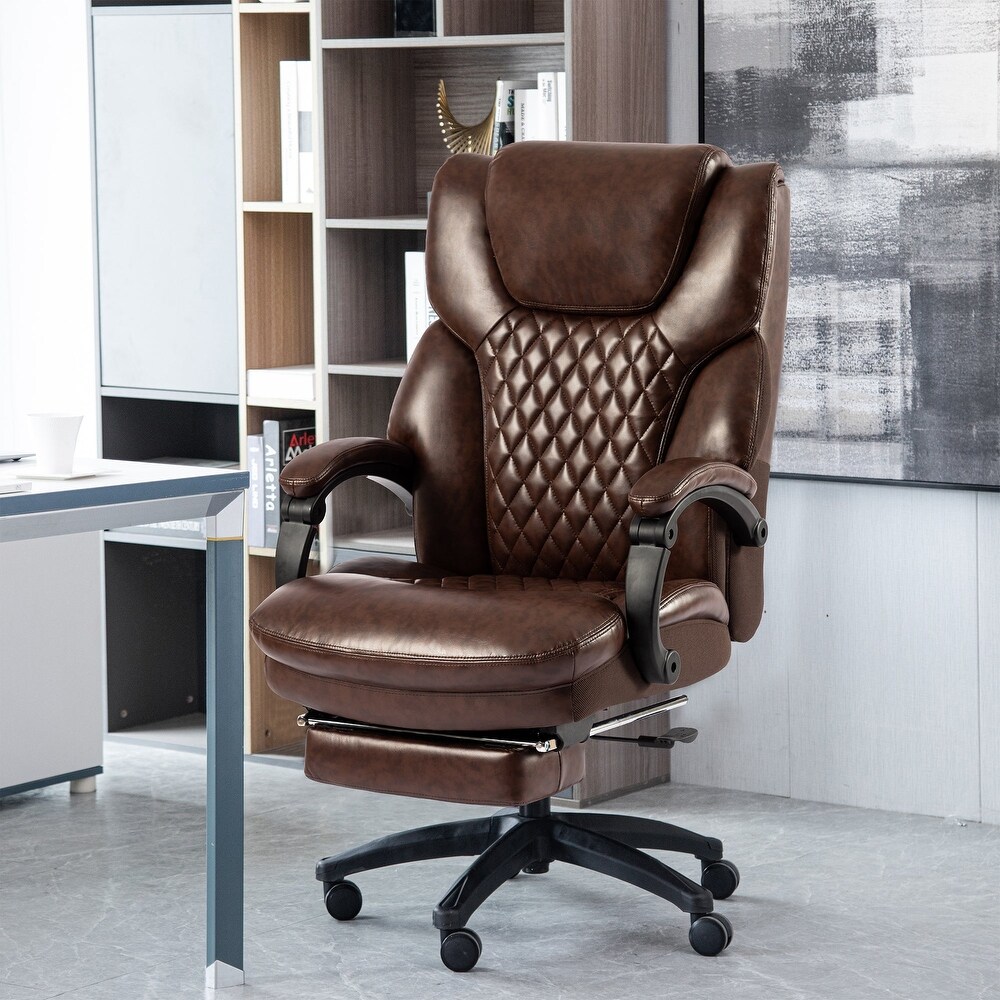 Ergonomic Adjustable Height Black Bonded Leather Swivel Office Chair