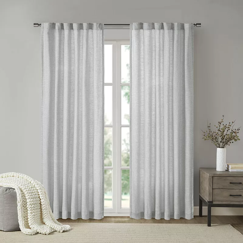 Madison Park 1-panel Barnet Thermal Insulated Faux Linen Light Filtering Rod Pocket and Back Tab Window Curtain