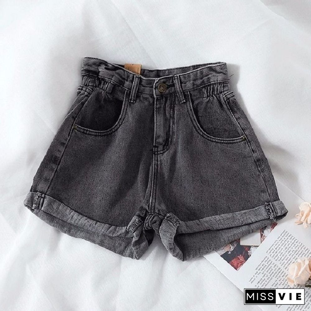 Solid Color Casual Shorts Wild Basic Jeans