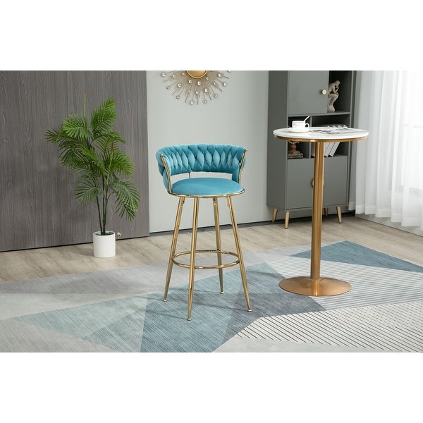 Low Back Bar Stool Light Luxury Bar Chair with Circular Footrest