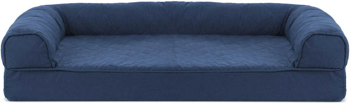 FurHaven Quilted Orthopedic Sofa Cat and Dog Bed w/ Removable Cover， Navy， Medium