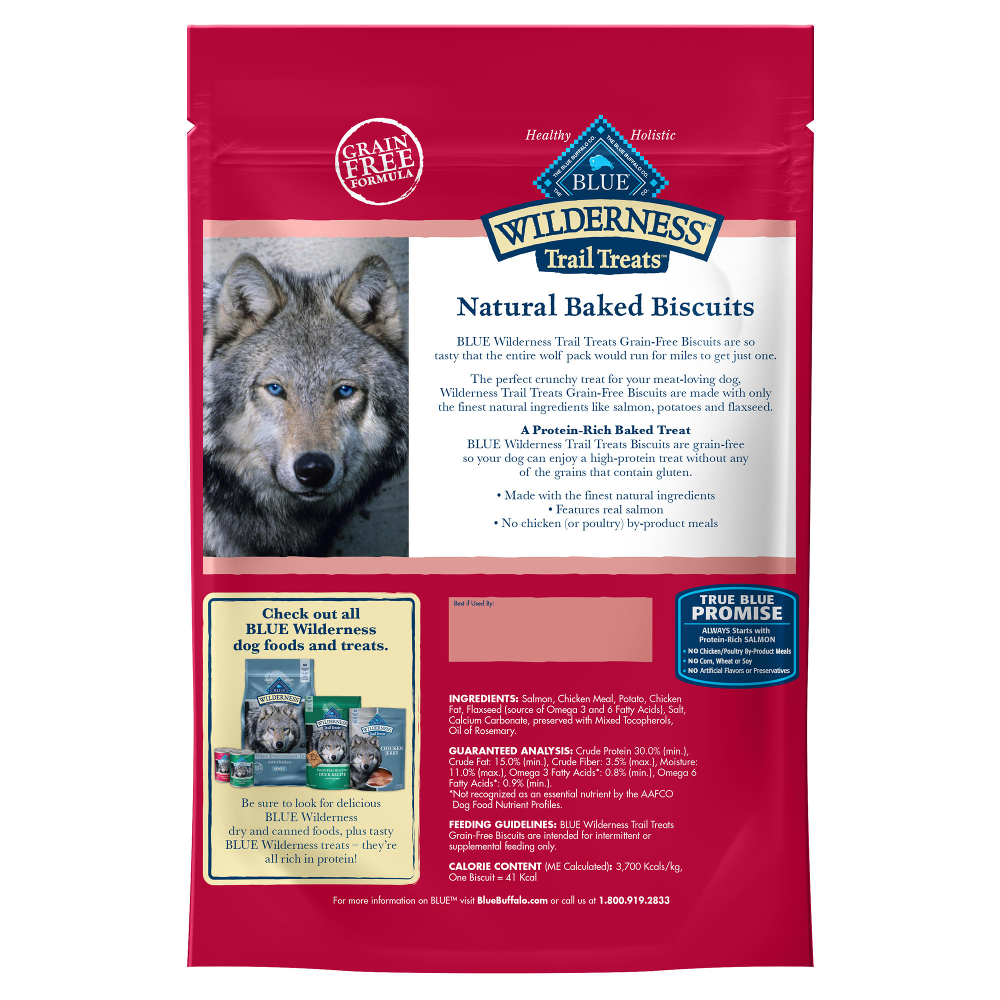 Blue Buffalo Wilderness Biscuit Salmon Dog Treat， 24 oz.