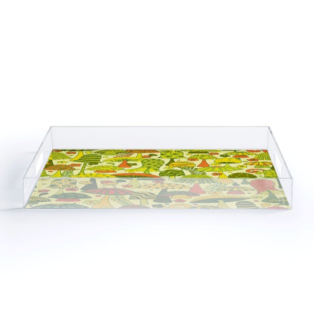 Jenean Morrison Many Mushrooms Green Acrylic Tray Deny Designs