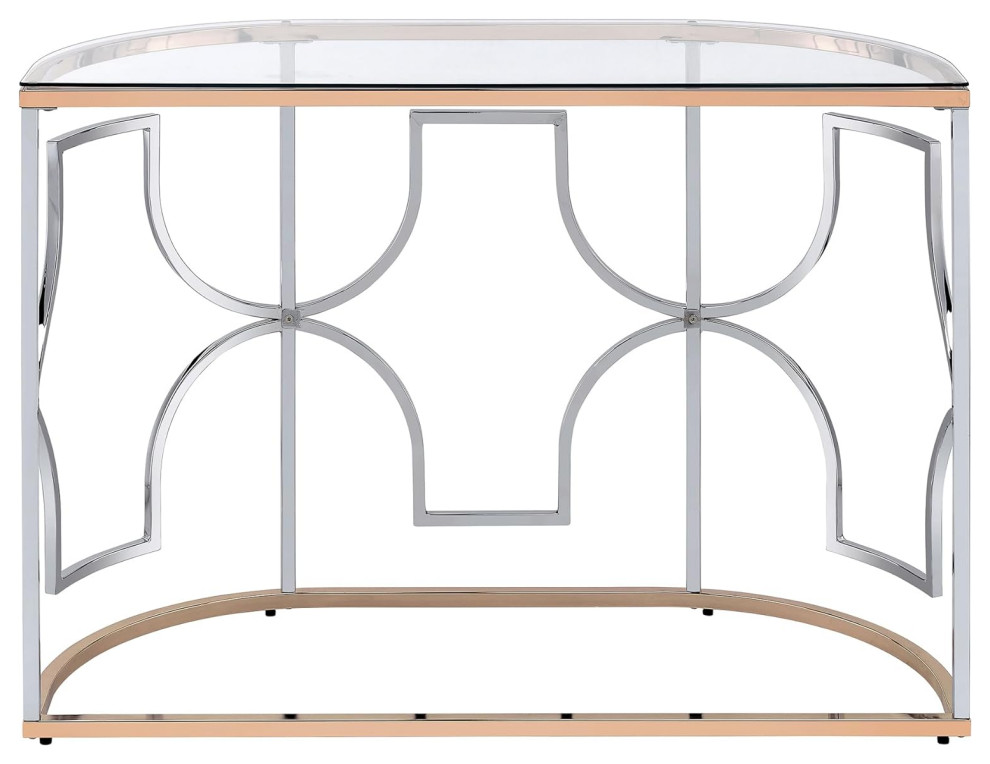 Contemporary Console Table  Golden Metal Frame With Geometric Silver Accents   Contemporary   Console Tables   by Decor Love  Houzz