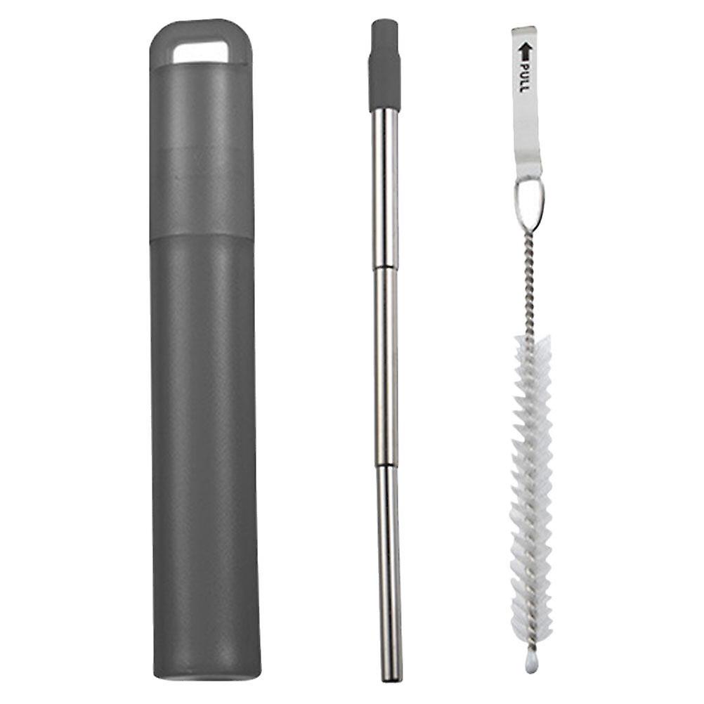 1 Set Reusable Metal Straw Collapsible Stainless Steel Drinking Straw Telescopic Straw With Case Cleaning Brush