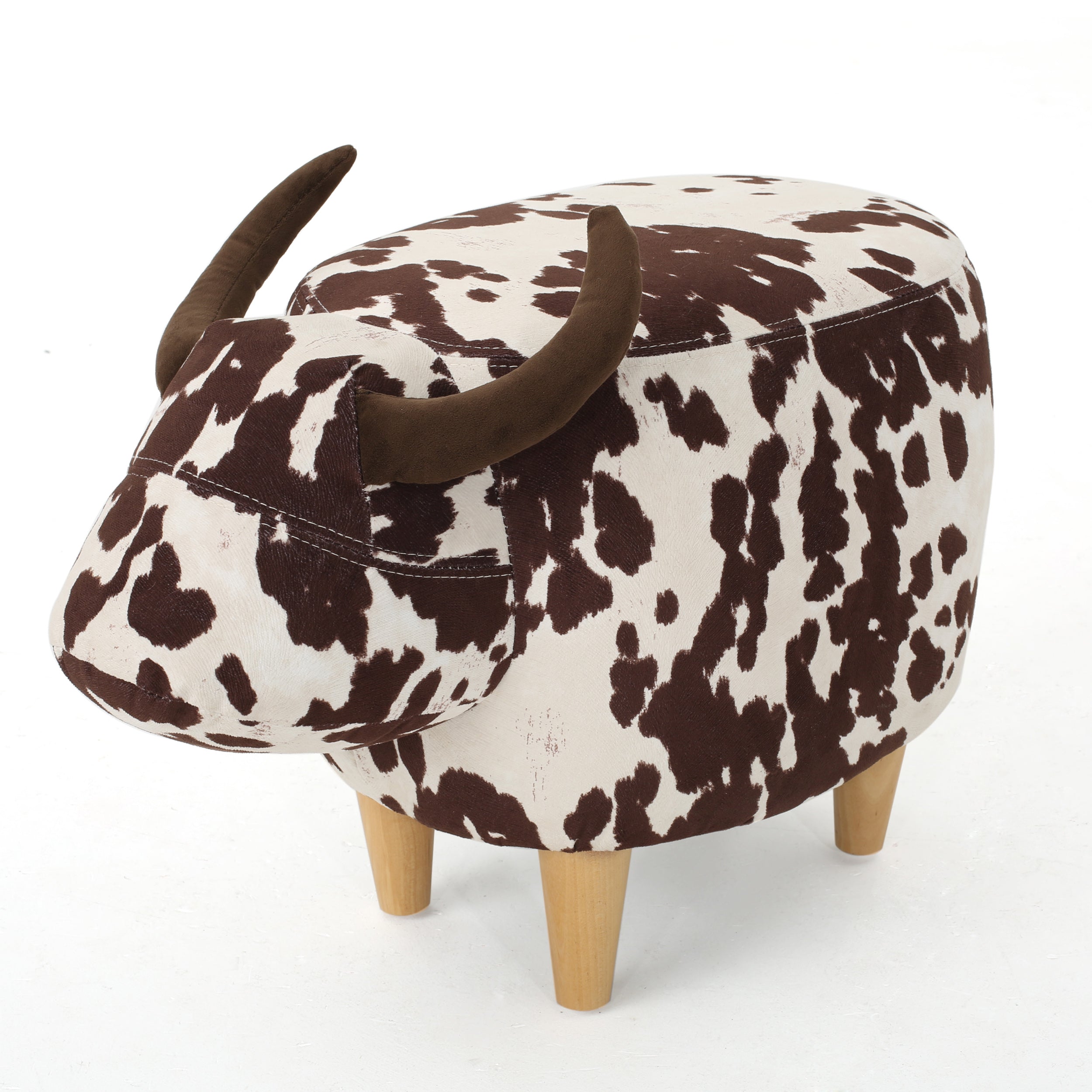 Bertha Milk Cow Patterned Velvet Ottoman