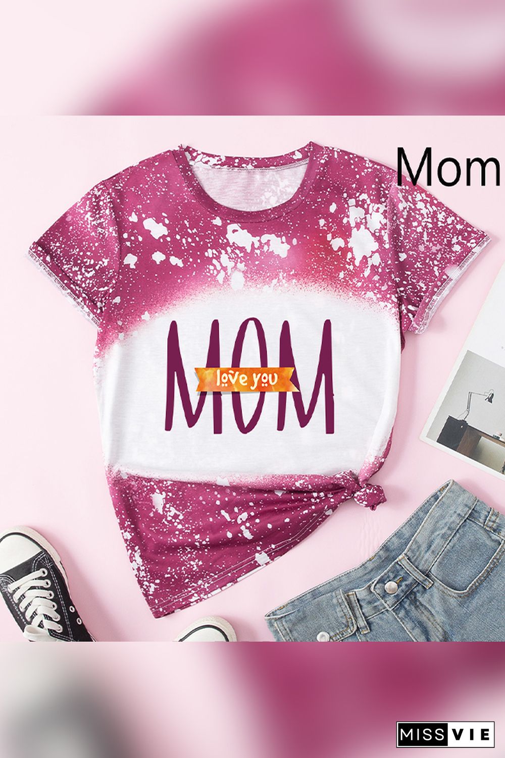 Family Matching Mother's Day MOM Print Short Sleeve Tee Wholesale