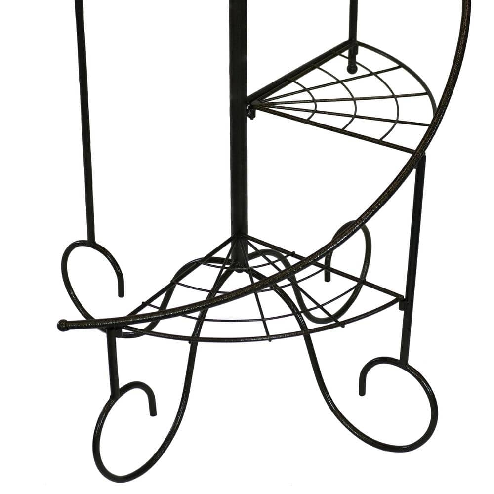 Sunnydaze Decor 56 in. 4-Tier Metal Iron Plant Stand with Spiral Staircase Design (Set of 2) HMI-733