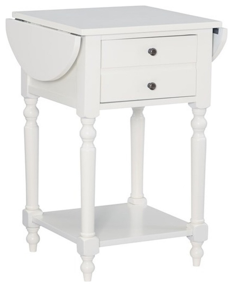 Linon Shiloh Wood Drop Leaf End Table in White   Traditional   Side Tables And End Tables   by Homesquare  Houzz