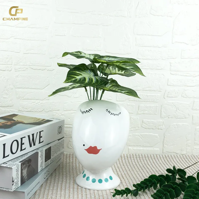 Unique Creative Design Home Garden Decoration Supplies Custom Ceramic Face Planter Flower Pot