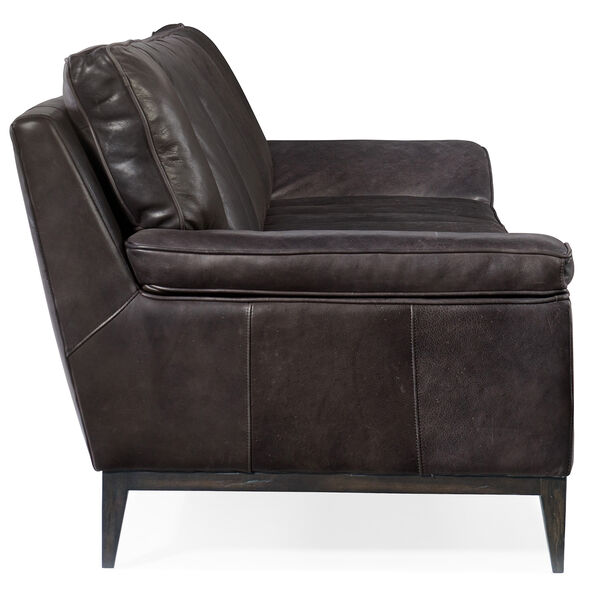 Kandor Black Leather Stationary Sofa