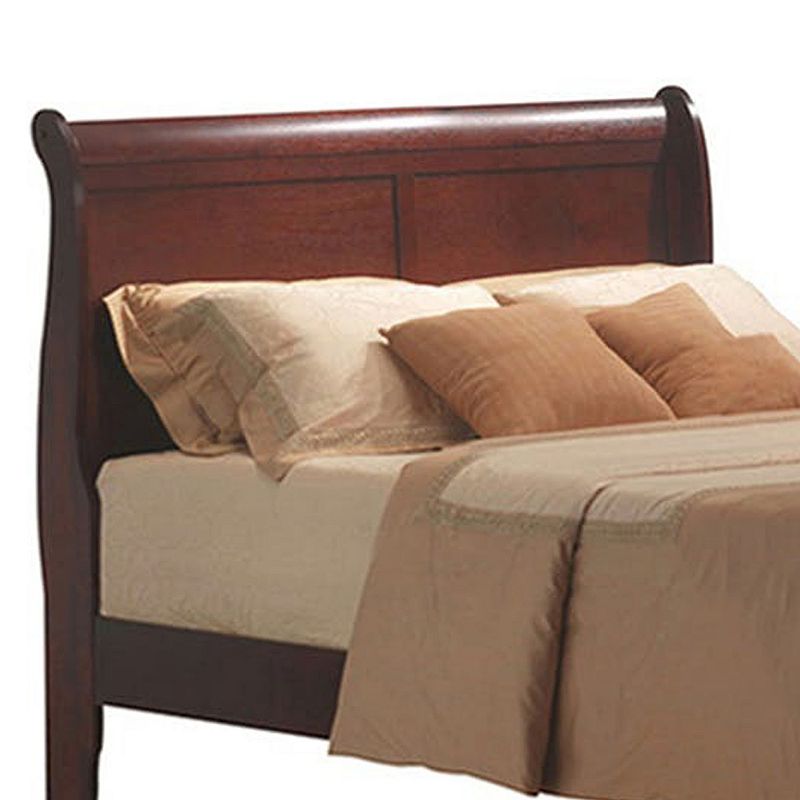 Traditional Style Twin Size Wooden Sleigh Bed， Cherry Brown