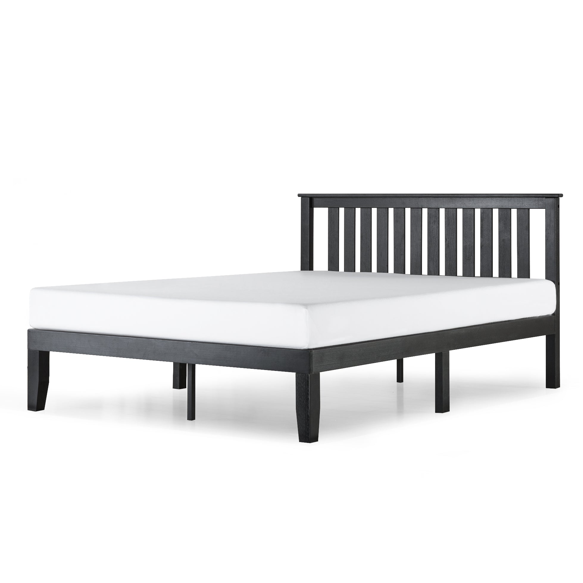 Mellow Marley Solid Wood Platform Bed with Headboard, Black, Twin