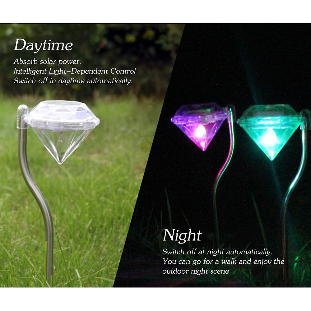 4pcs Outdoor Led Path Lamp Diamond Lights Solar Power Night Lights Flower Lamp Home Garden Fence Light Yard Lawn Decoration Gift