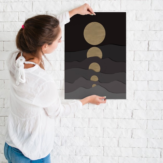 Americanflat Abstract Wall Art Room Decor Golden Moon Phases By Miho Art Studio