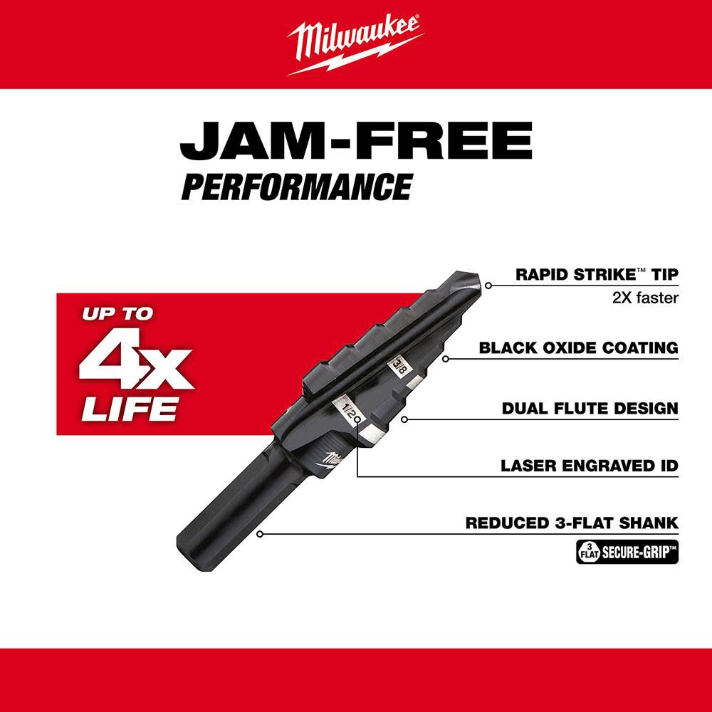 Milwaukee #6 Step Drill Bit 3/8 in. and 1/2 in. x 1/16 in. 48-89-9206 from Milwaukee