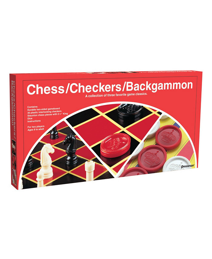 MasterPieces Puzzles Pressman - Checkers Chess Backgammon (Folding Board)