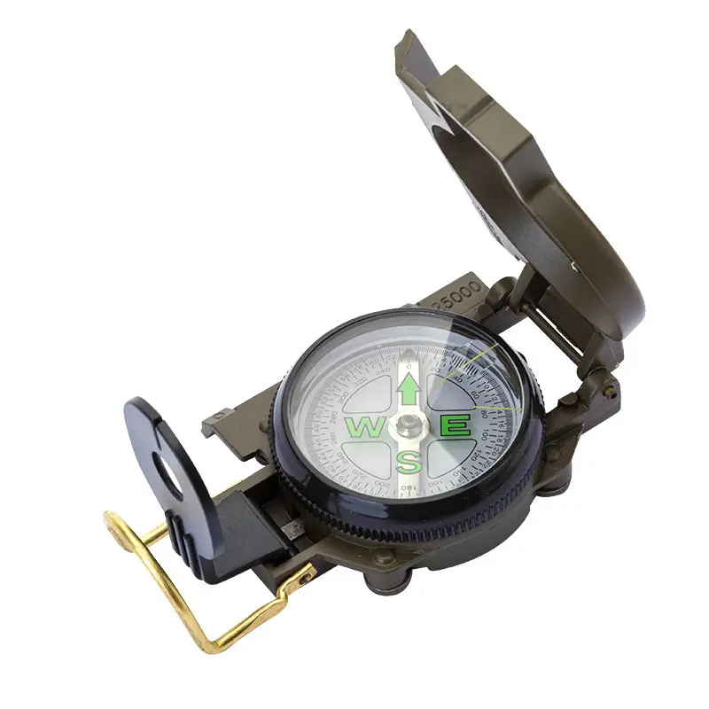 Olive Drab Accurate Waterproof Hand Held  Lensatic Compass with Pouch for Hiking Camping Navigation Survival Orienteering