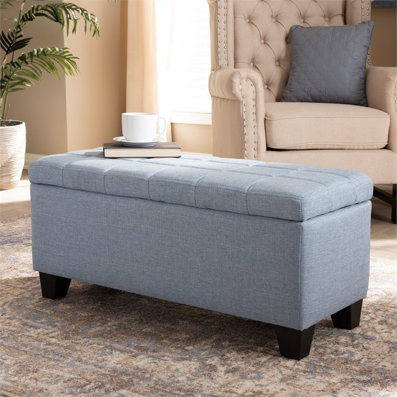 Baxton Studio Fera Tufted Fabric Ottoman with Storage in Light Blue   Transitional   Footstools And Ottomans   by HedgeApple  Houzz