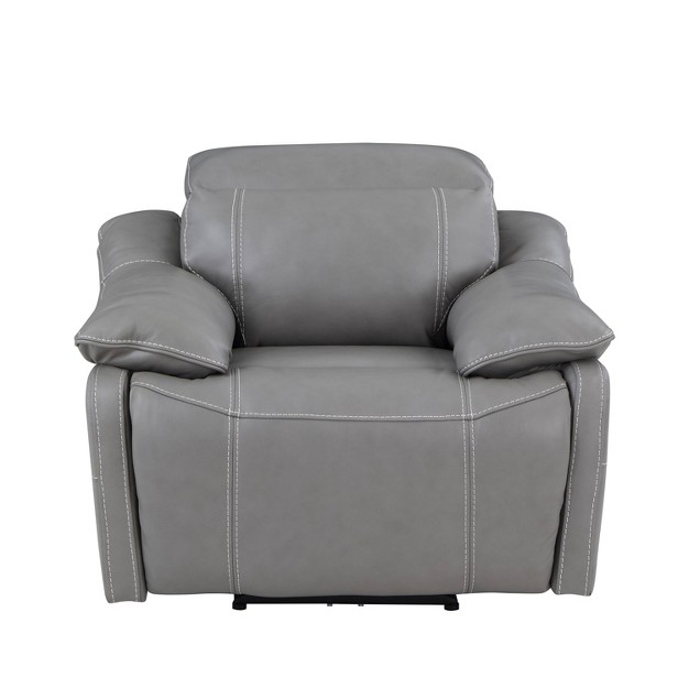 Alpine Leather Power Recliner Smoke Steve Silver Co