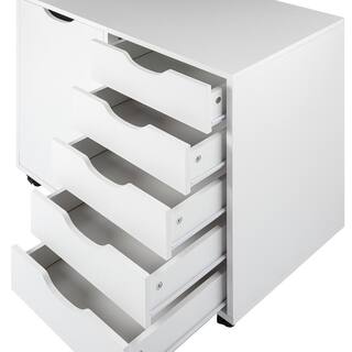 MAYKOOSH White 5-Drawer with Shelf Office File Cabinets Wooden File Cabinets for Home Office Lateral File Cabinet 11701MK