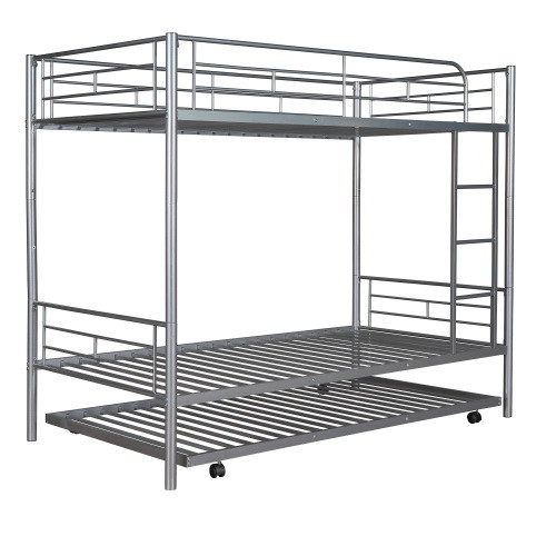 Twin Over Twin Metal Bunk Bed with Trundle  Can be...