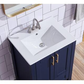 VC CUCINE 24 in. W x 17.7 in. D x 31.8 in. H Small Bathroom Vanity in Blue with White Ceramic Top US01SL-MZG61E-470-3