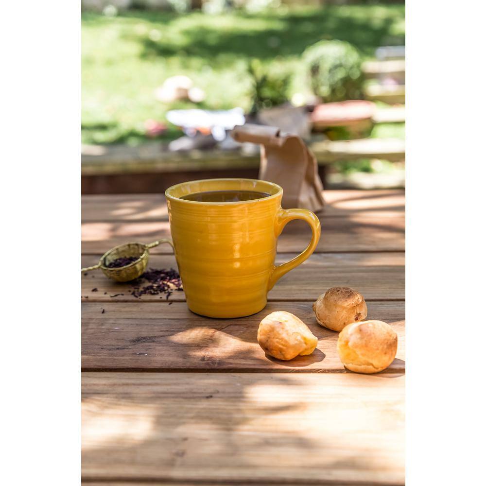 Over and Back 17 oz. Loop Yellow Stoneware Mug (Set of 4) 816453