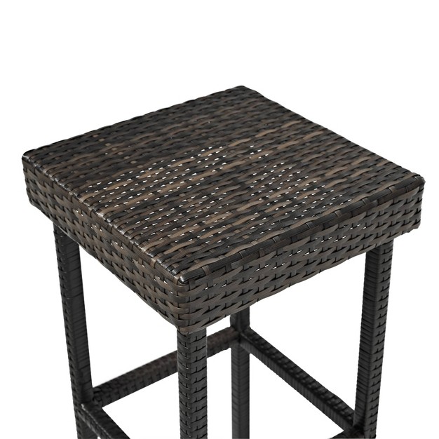 Palm Harbor 2pk Outdoor Wicker Bar Stools Uv resistant Weathered Gray Handwoven Resin Steel Frame Crosley