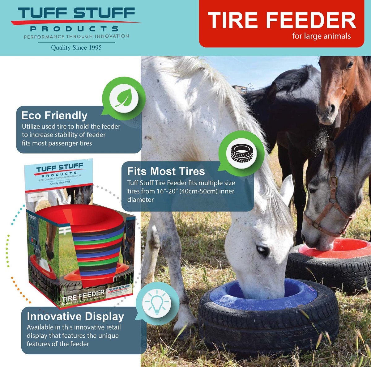 Tuff Stuff Products Universal Round Tire Farm Animal Feeder， 16-qt