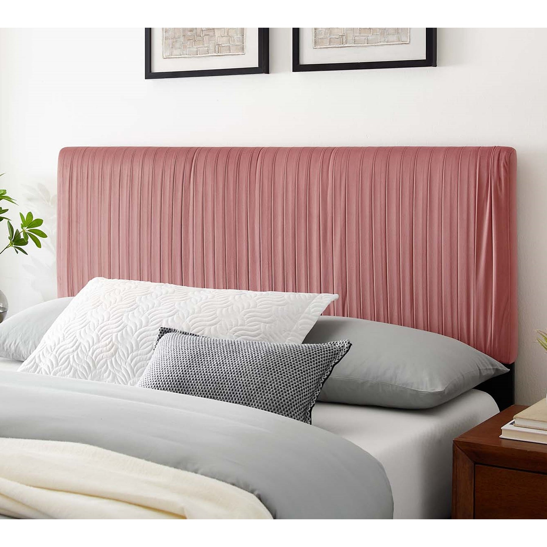 Montrose Heather Pink Velvet Upholstered Twin Size Headboard - - 32807407