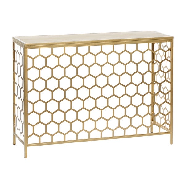 Gold Iron Contemporary Console Table 30 x 42 x 14 - 42 x 14 x 30