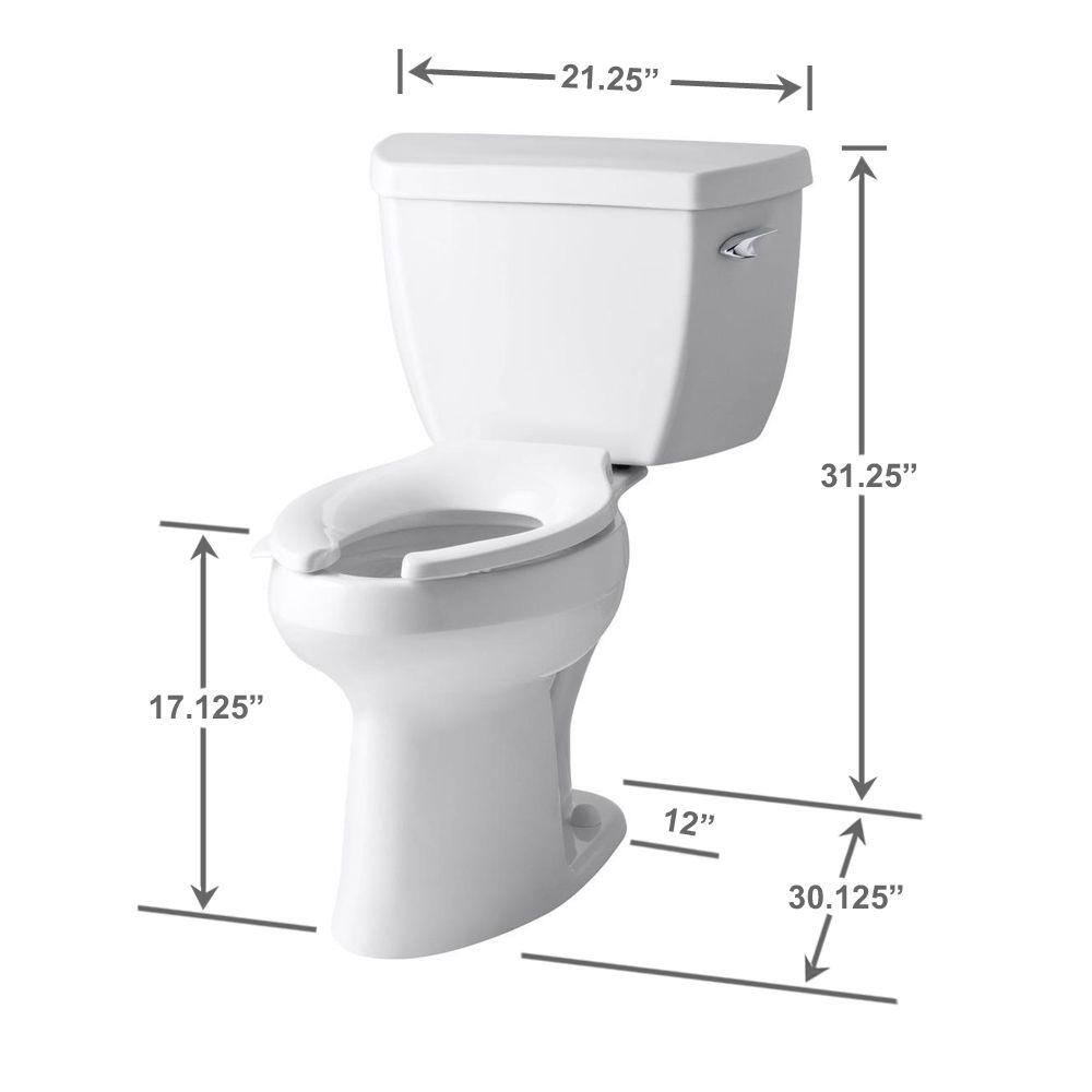 KOHLER Highline Classic 2-piece 1.6 GPF Single Flush Elongated Toilet in White Seat Not Included K-3493-0